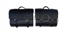 Fit For Royal Enfield Shotgun 650 Black Leather Pannier Bags with Mounting Pair - SPAREZO